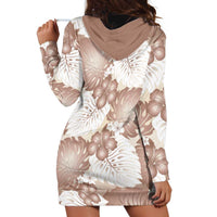 Mocha Mousse Aloha Hawaii Hoodie Dress Monstera Hibiscus Plumeria Seamless Vibes - Polynesian Pride