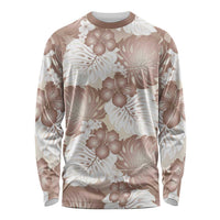 Mocha Mousse Aloha Hawaii Long Sleeve Shirt Monstera Hibiscus Plumeria Seamless Vibes LT14 Unisex Mocha Mousse - Polynesian Pride