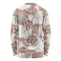 Mocha Mousse Aloha Hawaii Long Sleeve Shirt Monstera Hibiscus Plumeria Seamless Vibes LT14 - Polynesian Pride