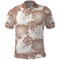 Mocha Mousse Aloha Hawaii Polo Shirt Monstera Hibiscus Plumeria Seamless Vibes - Polynesian Pride