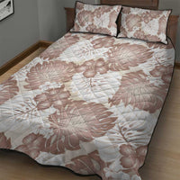 Mocha Mousse Aloha Hawaii Quilt Bed Set Monstera Hibiscus Plumeria Seamless Vibes - Polynesian Pride
