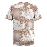 Mocha Mousse Aloha Hawaii Rugby Jersey Monstera Hibiscus Plumeria Seamless Vibes - Polynesian Pride