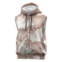 Mocha Mousse Aloha Hawaii Sleeveless Zip Hoodie Monstera Hibiscus Plumeria Seamless Vibes - Polynesian Pride
