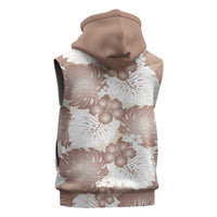 Mocha Mousse Aloha Hawaii Sleeveless Zip Hoodie Monstera Hibiscus Plumeria Seamless Vibes - Polynesian Pride