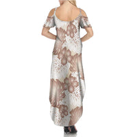 Mocha Mousse Aloha Hawaii Summer Maxi Dress Monstera Hibiscus Plumeria Seamless Vibes - Polynesian Pride