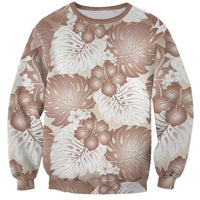 Mocha Mousse Aloha Hawaii Sweatshirt Monstera Hibiscus Plumeria Seamless Vibes - Polynesian Pride