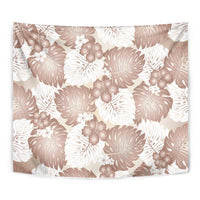 Mocha Mousse Aloha Hawaii Tapestry Monstera Hibiscus Plumeria Seamless Vibes - Polynesian Pride