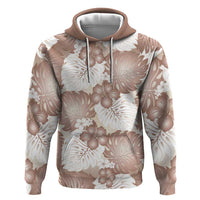 Mocha Mousse Aloha Hawaii Zip Hoodie Monstera Hibiscus Plumeria Seamless Vibes - Polynesian Pride
