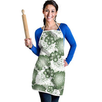 Sage Green Aloha Hawaii Apron Monstera Hibiscus Plumeria Seamless Vibes - Polynesian Pride