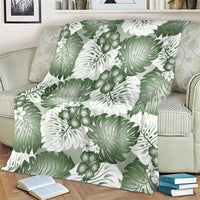 Sage Green Aloha Hawaii Blanket Monstera Hibiscus Plumeria Seamless Vibes - Polynesian Pride