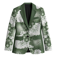 Sage Green Aloha Hawaii Blazer Monstera Hibiscus Plumeria Seamless Vibes - Polynesian Pride