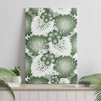 Sage Green Aloha Hawaii Canvas Wall Art Monstera Hibiscus Plumeria Seamless Vibes LT14 - Polynesian Pride