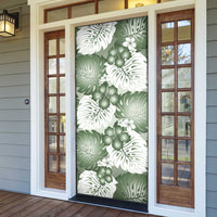 Sage Green Aloha Hawaii Door Cover Monstera Hibiscus Plumeria Seamless Vibes - Polynesian Pride