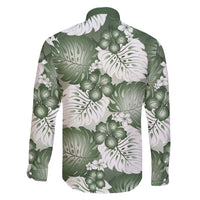 Sage Green Aloha Hawaii Family Matching Off Shoulder Short Dress and Hawaiian Shirt Monstera Hibiscus Plumeria Seamless Vibes - Polynesian Pride