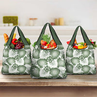 Sage Green Aloha Hawaii Grocery Bag Monstera Hibiscus Plumeria Seamless Vibes - Polynesian Pride