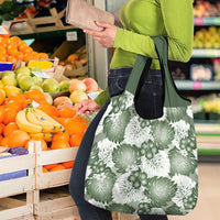 Sage Green Aloha Hawaii Grocery Bag Monstera Hibiscus Plumeria Seamless Vibes - Polynesian Pride