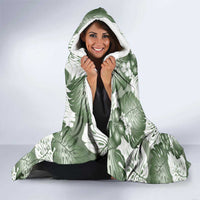 Sage Green Aloha Hawaii Hooded Blanket Monstera Hibiscus Plumeria Seamless Vibes - Polynesian Pride