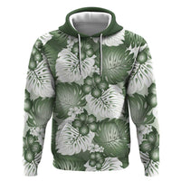 Sage Green Aloha Hawaii Hoodie Monstera Hibiscus Plumeria Seamless Vibes - Polynesian Pride