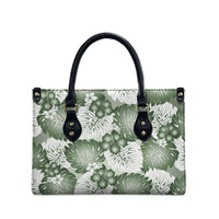 Sage Green Aloha Hawaii Leather Bag Monstera Hibiscus Plumeria Seamless Vibes - Polynesian Pride