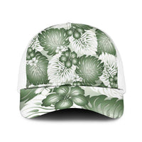 Sage Green Aloha Hawaii Mesh Trucker Cap Monstera Hibiscus Plumeria Seamless Vibes LT14 One Size White Sage Green - Polynesian Pride