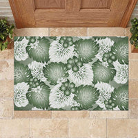 Sage Green Aloha Hawaii Rubber Doormat Monstera Hibiscus Plumeria Seamless Vibes - Polynesian Pride