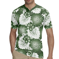 Sage Green Aloha Hawaii Rugby Jersey Monstera Hibiscus Plumeria Seamless Vibes - Polynesian Pride