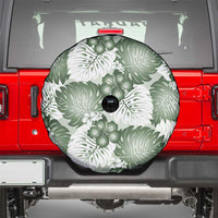 Sage Green Aloha Hawaii Spare Tire Cover Monstera Hibiscus Plumeria Seamless Vibes - Polynesian Pride