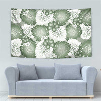Sage Green Aloha Hawaii Tapestry Monstera Hibiscus Plumeria Seamless Vibes - Polynesian Pride