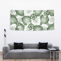 Sage Green Aloha Hawaii Tapestry Monstera Hibiscus Plumeria Seamless Vibes - Polynesian Pride