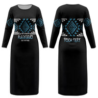 Aotearoa Atua Ranginui Personalised Couples Matching Long Sleeve Bodycon Dress and Hawaiian Shirt Maori Sky Father Taniko Motifs