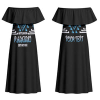 Aotearoa Atua Ranginui Personalised Couples Matching Off Shoulder Maxi Dress and Hawaiian Shirt Maori Sky Father Taniko Motifs