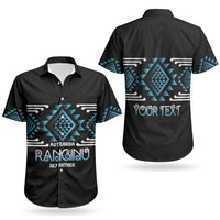 Aotearoa Atua Ranginui Personalised Couples Matching Off Shoulder Short Dress and Hawaiian Shirt Maori Sky Father Taniko Motifs