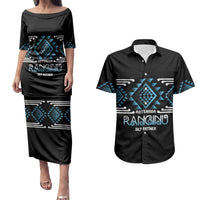 Aotearoa Atua Ranginui Personalised Couples Matching Puletasi and Hawaiian Shirt Maori Sky Father Taniko Motifs