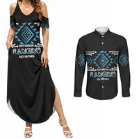 Aotearoa Atua Ranginui Personalised Couples Matching Summer Maxi Dress and Long Sleeve Button Shirt Maori Sky Father Taniko Motifs