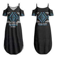 Aotearoa Atua Ranginui Personalised Couples Matching Summer Maxi Dress and Long Sleeve Button Shirt Maori Sky Father Taniko Motifs
