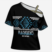 Aotearoa Atua Ranginui Personalised Cross Shoulder Shirt Maori Sky Father Taniko Motifs