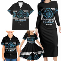 Aotearoa Atua Ranginui Personalised Family Matching Long Sleeve Bodycon Dress and Hawaiian Shirt Maori Sky Father Taniko Motifs