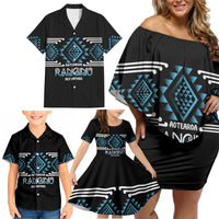 Aotearoa Atua Ranginui Personalised Family Matching Off Shoulder Short Dress and Hawaiian Shirt Maori Sky Father Taniko Motifs