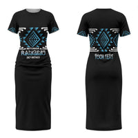 Aotearoa Atua Ranginui Personalised Family Matching Short Sleeve Bodycon Dress and Hawaiian Shirt Maori Sky Father Taniko Motifs