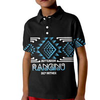 Aotearoa Atua Ranginui Personalised Kid Polo Shirt Maori Sky Father Taniko Motifs