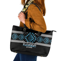Aotearoa Atua Ranginui Leather Tote Bag Maori Sky Father Taniko Motifs