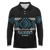 Aotearoa Atua Ranginui Personalised Long Sleeve Polo Shirt Maori Sky Father Taniko Motifs