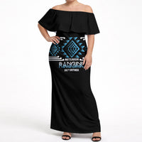 Aotearoa Atua Ranginui Personalised Off Shoulder Maxi Dress Maori Sky Father Taniko Motifs