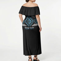 Aotearoa Atua Ranginui Personalised Off Shoulder Maxi Dress Maori Sky Father Taniko Motifs
