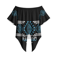Aotearoa Atua Ranginui Personalised Off Shoulder Wrap Waist Top Maori Sky Father Taniko Motifs