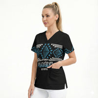Aotearoa Atua Ranginui Personalised Scrub Top Maori Sky Father Taniko Motifs