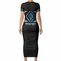 Aotearoa Atua Ranginui Personalised Short Sleeve Bodycon Dress Maori Sky Father Taniko Motifs