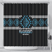 Aotearoa Atua Ranginui Shower Curtain Maori Sky Father Taniko Motifs