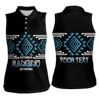 Aotearoa Atua Ranginui Personalised Women Sleeveless Polo Shirt Maori Sky Father Taniko Motifs