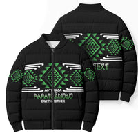 Aotearoa Atua Papatuanuku Personalised Bomber Puffer Jacket Maori Earth Mother Taniko Motifs